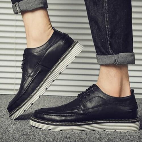 2019 New Men Oxford Leather Dress Shoes Brogue Lace Up Flats Male Casual Shoes Footwear Loafers Men Big Size N10-34