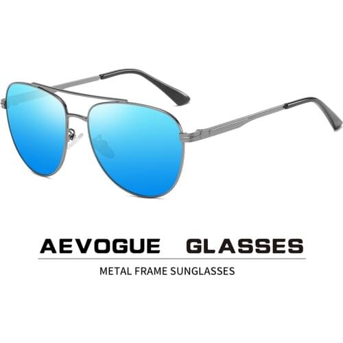 AEVOGUE 2020 New Men Fashion Pilot Sunglasses Two Beams Blue Green Ocean lens Unisex Polarized Sun Glasses UV400 AE0873