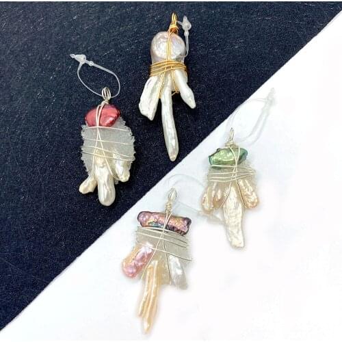 Natural Baroque Pearl Pendant Necklace Chicken Claw Shape Crystal Hand-wound Copper DIY Making Necklace Bracelet Accessories