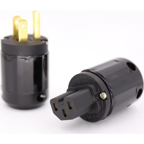New Brass P-029 US Power Plug & C-029 IEC connector (Black) 10pairs
