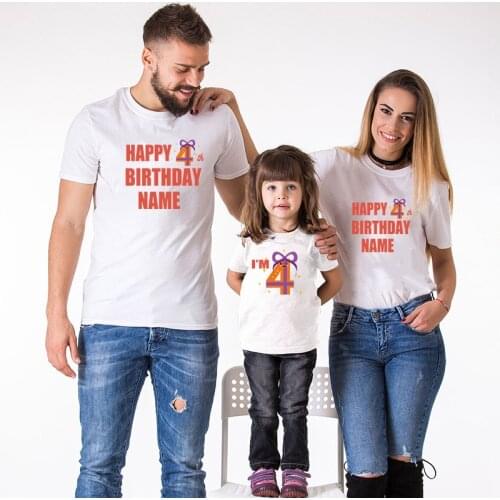 Matching Family Outfits Happy Birthday Tee Shirt Custom T Shirt Family Clothing Father Mother Daughter Son Baby Girl Boy Outfits