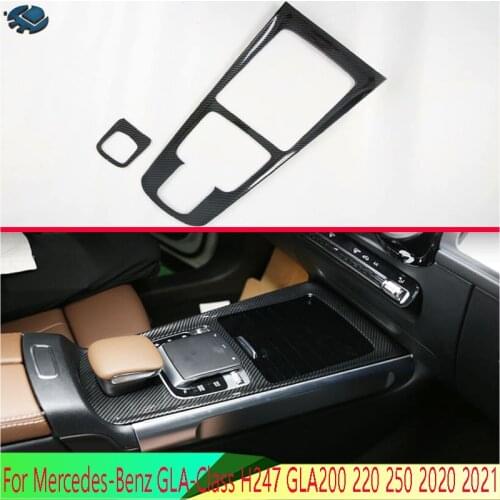 For Mercedes-Benz GLA-Class H247 GLA200 220 250 2020 2021 Carbon fiber style Gear Shift Panel Center Console Cover Trim Frame