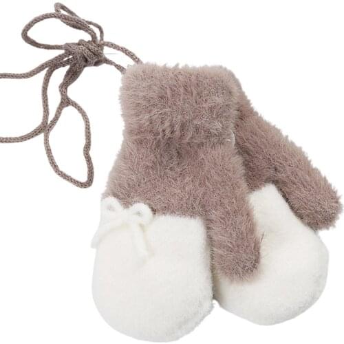 1 Pair Winter Knitted Childrens Gloves Warm Gloves Knitted Thicken Color Patched Bow Mittens Infant Accessories For Boys Girls