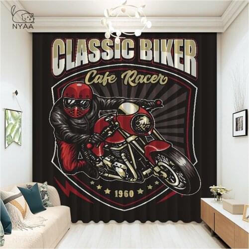 Modern Motorcycle Poster Retro Curtains On The Door Home Curtain Luxury Living Room Modern Panel Japanese Curtain Micro Shading