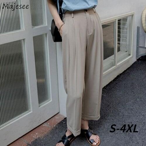 Casual Pants Women Plus Size Baggy Simple Daily Minimalist Ankle-Length Trousers Ladies Clothes Hot Sale Streetwear Stylish Cozy