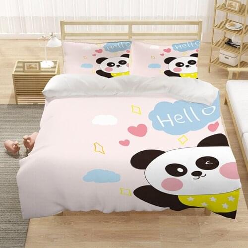 Cartoon Panda Lovely Cute 3D Luxury Bedding Set Duvet Cover Sets Quilt Home Textiles King Queen Double Full Single Size Dropship