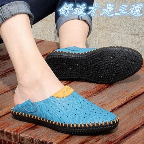 Sandals Mens Sandals Genuine Leather Men Outdoor Casual Men Leather Sandals for Men Roman Beach Shoes Plus Size 38 -47