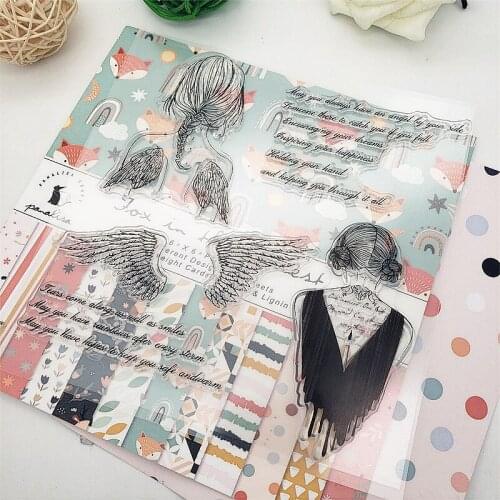 14x14cm Angel Girl Clear Stamps Transparent Seal Silicone Seal TPR Christmas Wedding Roller Stamps DIY Scrapbook Album Card