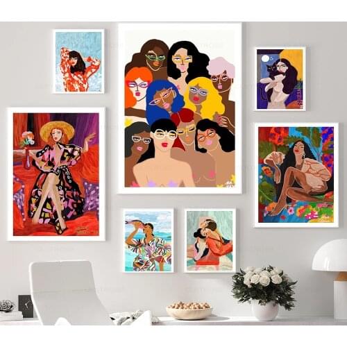 Modern Abstract Woman Posters Print Female World Mexican Colors Canvas Painting Miranda Wall Art Pictures For Living Room Decor