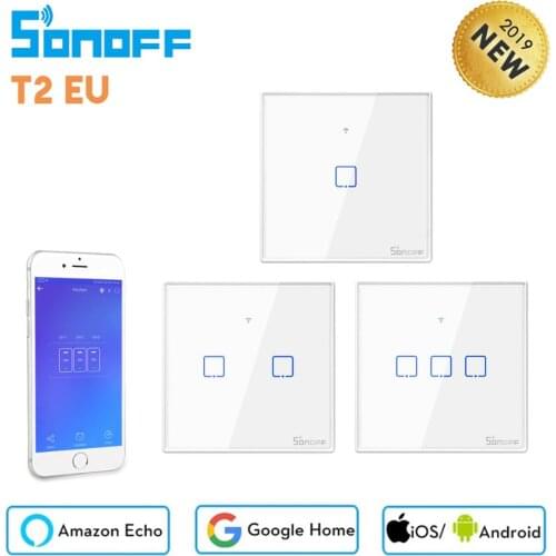 Sonoff T2 T3 EU Smart Wifi Touch Light Switch, Ewelink APP, 433 RF Remote Control, Work with Alexa Google Smart Home