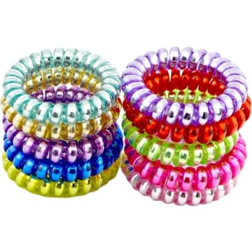 Lots 4 Pcs Random Color Elastic Girl Rubber Telephone Wire Style Ties Rope Hair Band Accessories Size 5.5 CM