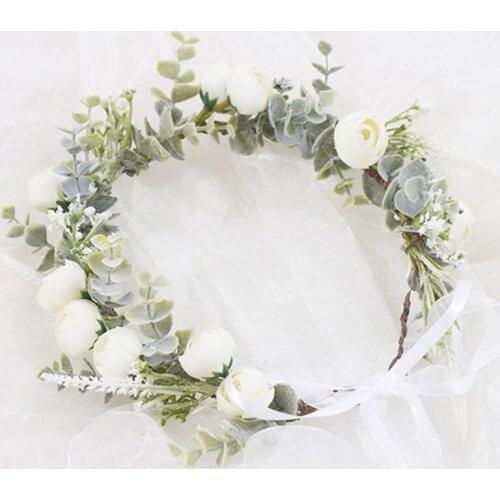 6 Colors Handmade Garland Hairbands Artificial Flower Ribbon Wedding Bridal Bridesmaids Wreath Crown