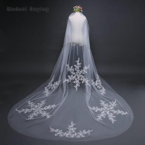 High Quality Elegant Ivory 2 Layers 3*3M Applique Wedding Veils with Comb New Arrival Church Bridal Veil velos de novia 2018