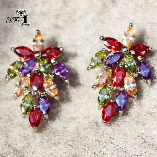 YaYI Jewelry Fashion Princess Cut Multi Natura lCubic Zirconia Silver Color Wedding Party Lover Wear Ear Stud Precious Earrings