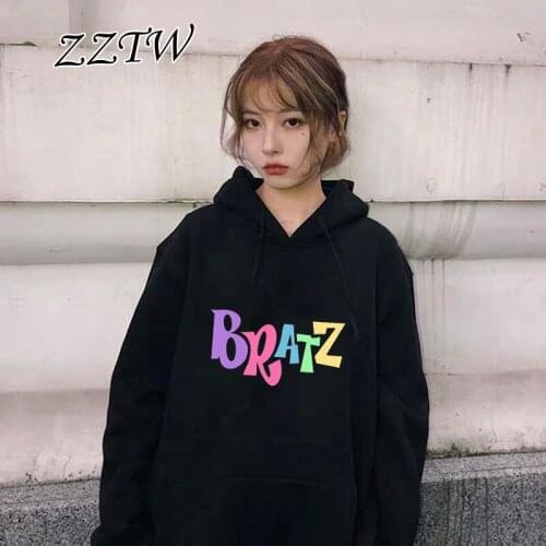 2021 Women Hoodie Bratz Alphabet lips print Graphic Sweatshirt Harajuku clothes Sweatshirts Womens Oversized Hooded dropshipping