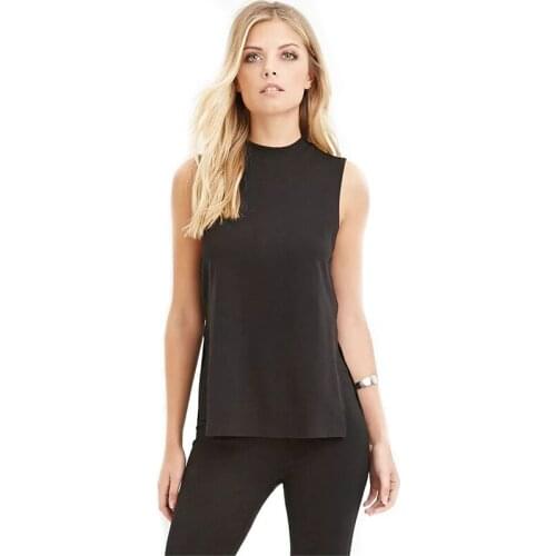 2020 Summer New Slim Women Black Vest Solid Color Round Neck Sleeveless Top Women