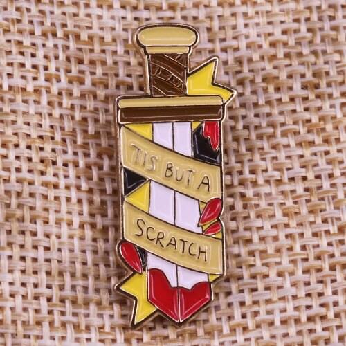 Monty python and the holy grail enamel pin Tis But A Scratch badge Black Knight Scratch Pixel People fathers day gift Brooch