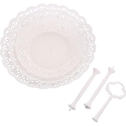 1 Set Of 3 Tiers Cake Stand Plastic Cake Stand Afternoon Tea Wedding Plates Party Embossed Tableware