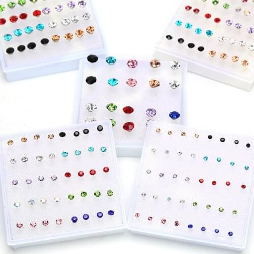 10Pairs/20Pairs 2/3/4/5/6mm Small Earrings Jewelry Rhinestone Crystal Stud Earrings