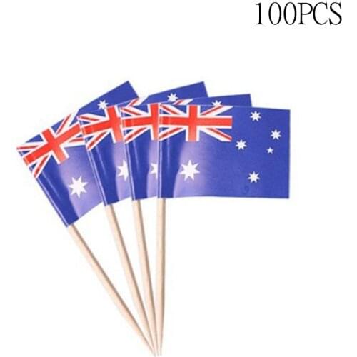 100PC Australia Flag Toothpicks The Union Jack Flag Cupcake Toppers for Birthday Mini Australia Flag Cake Decorating Supplies