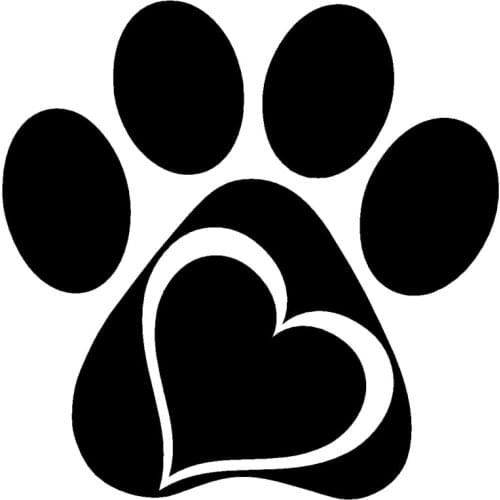 15.9cm*15.8cm Paw Heart Fashion Car-Styling Stickers Decals Vinyl Black/Silver S3-5444