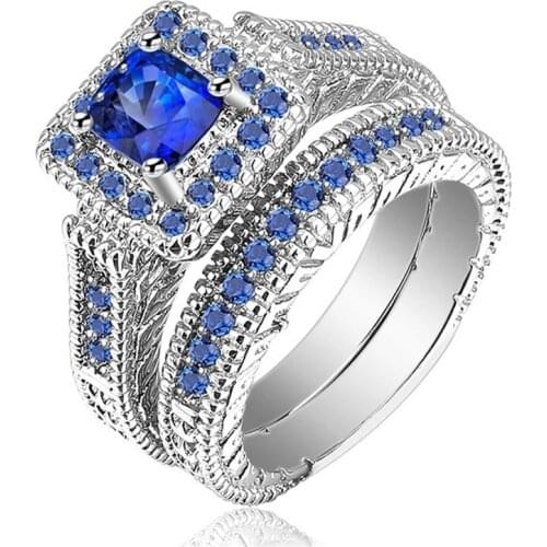 2021 Fashion Lady Ring Square Wedding Bands Engagement Woman Rings Bridal Jewelry Valentine Day Gift