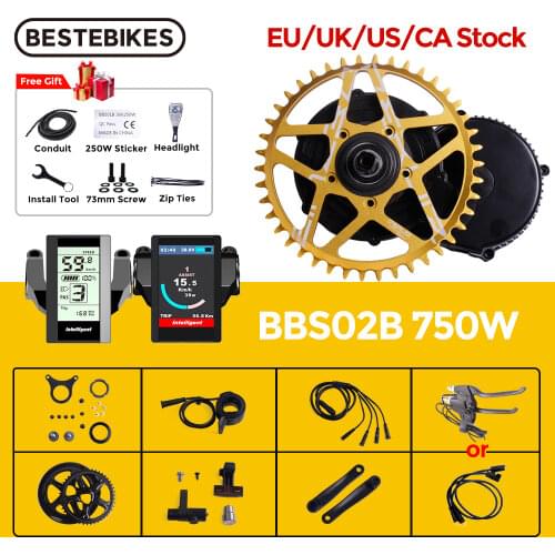 Bafang Motor BBS02B 750W 48V 8FUN BBS02 Bafang Mid Drive Motor Electric Bike Ebike Conversion Kit With C965 DPC18 Display