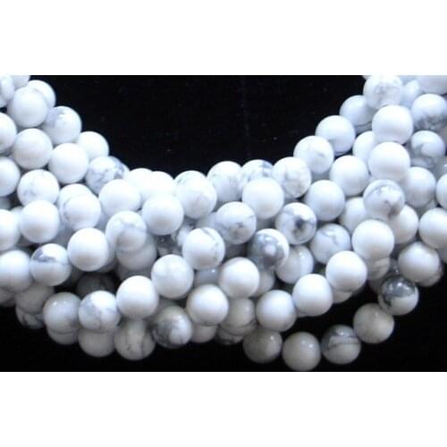 White Howlite 8mm Round Beads Full strand Approx 46 beads Hole 1mm A quality Natural stone White Howlite Bead
