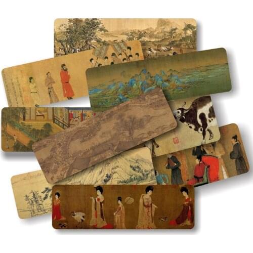 10 Pcs/Set Chinese Famous Paintings Paper Bookmarks Ancient Style Book Holder Message Card Gift Stationery