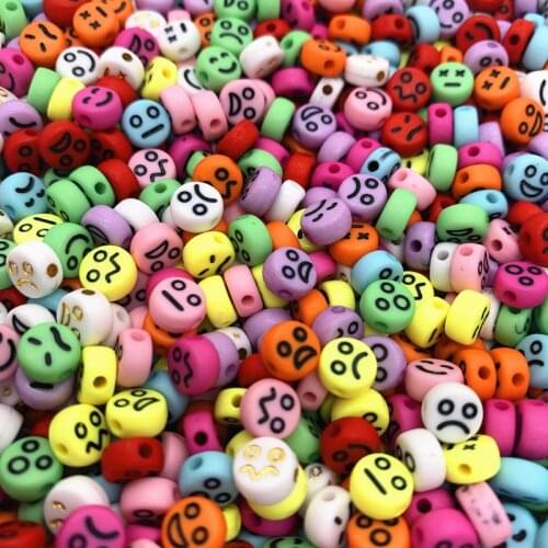 100pcs/Lot 7x4mm Round Shape Acrylic Spaced Beads Funny expression Beads For Jewelry Making DIY Charms Bracelet Necklac