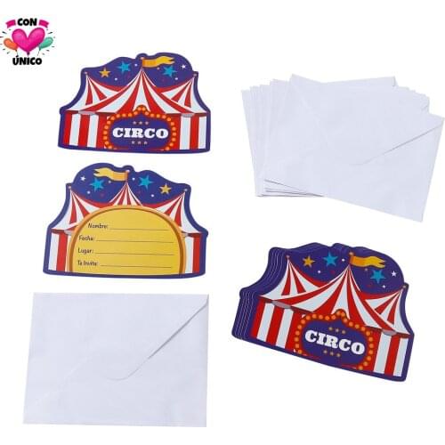 Conunico Circus Carnival Birthday Party Funny Acrobatics Clown Favor Supplies Festival Topper Greeting Invitation Card CC3646