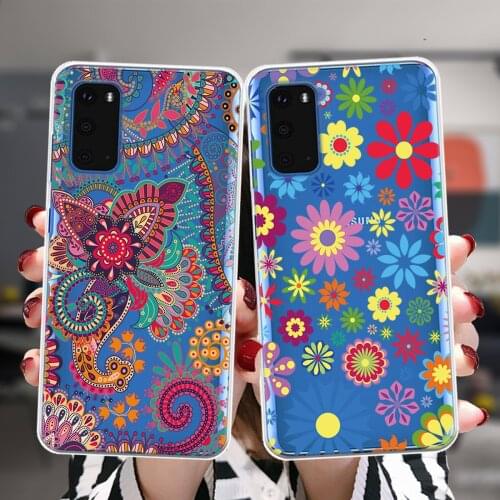 Floral Retro Flower Silicone Soft Case For Samsung S21 S20 FE S10 Plus NOTE 20 Ultra M02 F62 M62 M21 M30S M31 M31S M51 Cover