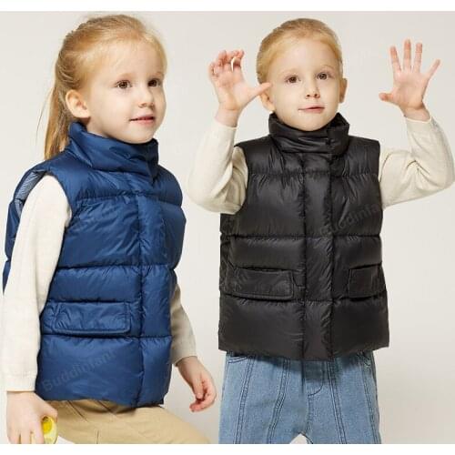 Childrens Vest White Duck Down Jacket Sleeveless Coats Boys Girls Thicken Waistcoat Autumn Winter Clothes Kids Baby Teens 2-12T