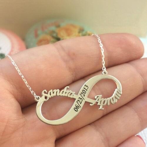 Customize Infinite Name Layer Necklace For Women Engraved Date Number Gold Stainless Steel Jewelry Valentines Day Gift