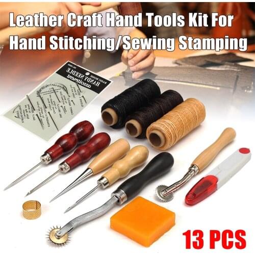 Sewing Tools Professional Leather Craft Tool Punch Kit Suture Carving Work Sewing Saddle Accessories Diy Tool Set Accessory
