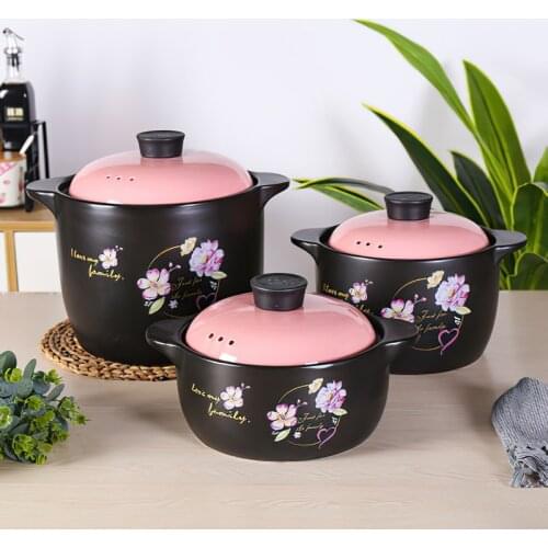 Ceramic Casserole Japanese Pink Yellow 1.6-6L Round Multiple Size Cooking Soup Pot Household Kitchen Supplies Saucepan Cookware