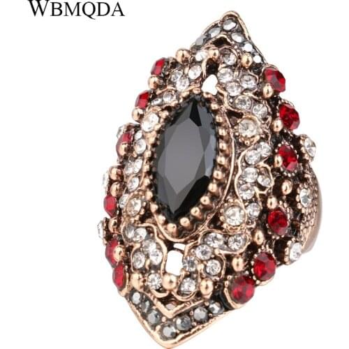 2018 New Antique Rings For Women Vintage Jewelry Color Gold Crystal Resin Anel Aneis Horse Eye Party Ring