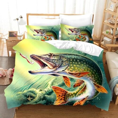 Green Yellow Fish Bedding Set Modern 3d Duvet Cover Sets Comforter Bed Linen Twin Queen King Single Size Luxury Fashion Gift