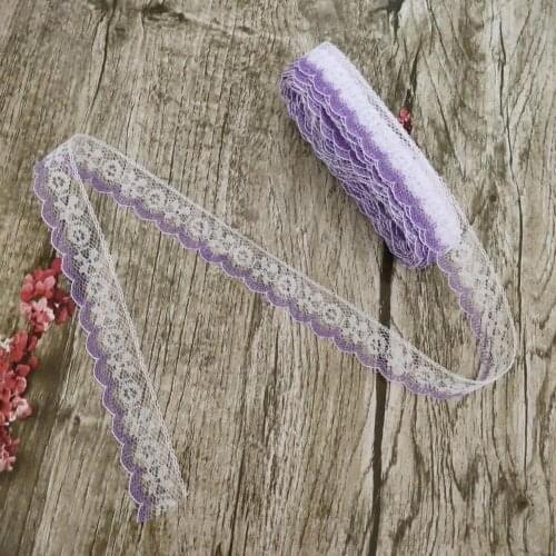 Beautiful Hot 10 yards 18mm Width Purple Lace Ribbon Lace embroidery DIY Decoration For Clothes Sewing Accessories
