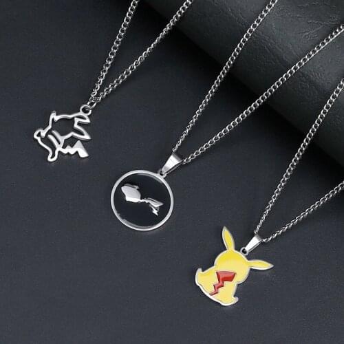 Creative Geometric Hollow Design Cartoon Character Necklace Fashion Simple Cartoon T-shirt Accessories Couple Necklace Pendant