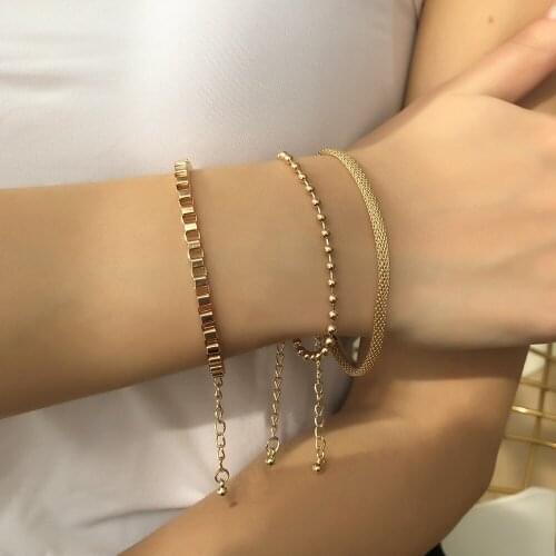 Fashion Geometric Simple Bracelet for Women Gold Color Thick Curb Cuban Link Chain Charm Bangle Bracelets Chains Punk Jewelry