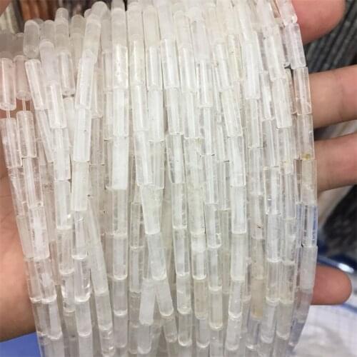 Natural Undye White Crystal Quartz Flat Disc Stone Bead For Jewelry Making DIY Bracelet 2*4MM Heishi 4*13MM Round Tube Rectangle