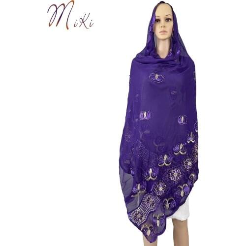 Latest African Women Fashion Scarf Hijab Muslim Dubai Chiffon Shawls Embroidery Chiffon Hijab Turban Scarf BY03