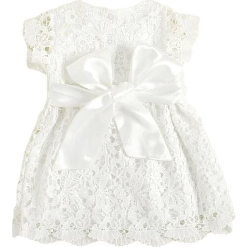 Pudcoco 6M-4Y Dress Baby Girls Floral White Lace A-Line Hollow Out Toddler Kids Sweet Princess Bow Cute New Fashion Sundress