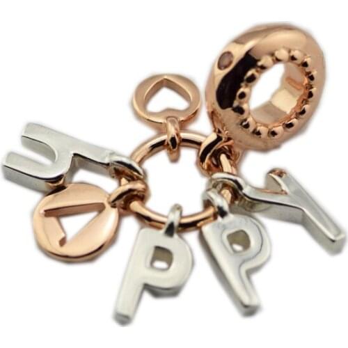 Fits Pandora Bracelet Be Happy Dangle Charm Genuine 925 Sterling Silver Beads for Jewelry Making Women Gift kralen abalorios