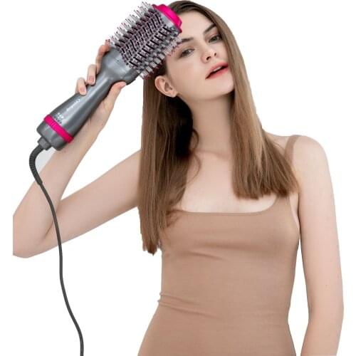 Chignon Dropshipping 2 IN 1 One Step Hair Dryer Hot Air Brush Hair Straightener electric Curling Comb brush hair styling tools