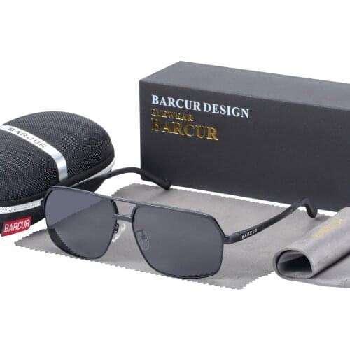 BARCUR Aluminum Polarized Mens Sunglasses Mirror Sun Glasses Square Goggle Eyewear Accessories For Men Or Women Female