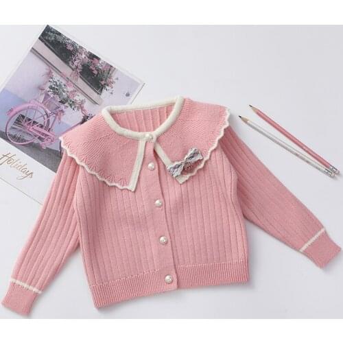 Girls sweaters cardigan 2021 new autumn winter lapel striped long-sleeved bow top toddler girl cardigan toddler fall clothes