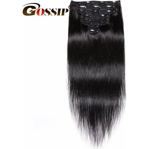 Gossip Brazilian Straight Hair Clip In Human Hair Extensions Natural Color 8 Pieces/Set 120G 28 Inch Remy Hair Free Shipping