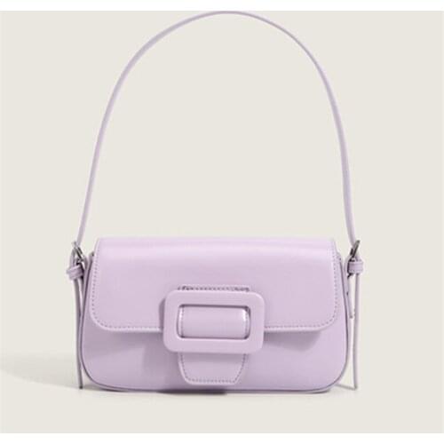 Violet Underarm Baguette Shoulder Bag Women 2021 New Designer Small Square Purses Ladies Simple Luxury Handbag Bolso Mujer
